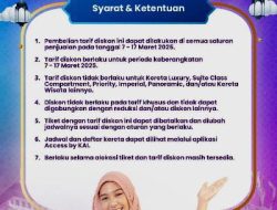 KAI Hadirkan Promo Diskon Tiket hingga 25% Untuk Perjalanan 7–17 Maret 2025